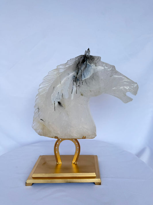 Clear Quartz Horse Sculpture
